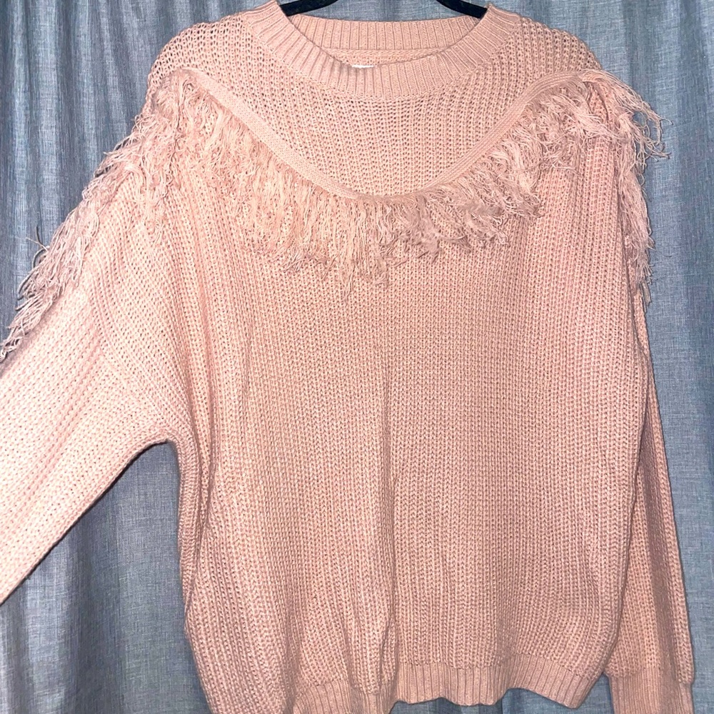Blush Pink Lily Western Fringe Sweater